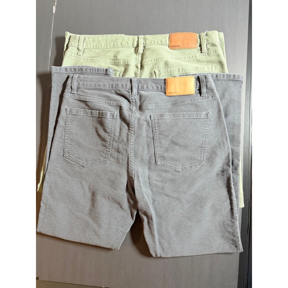 Lands’ End Men’s 34x30 Pants Lot – Gray & Light Green Twill Casual Trousers - Picture 8 of 8